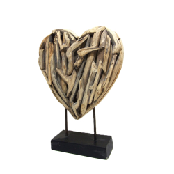 Serce z kawałków drewna stojąca 40cm